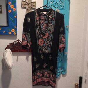 Floral Black and Pink Mini Dress